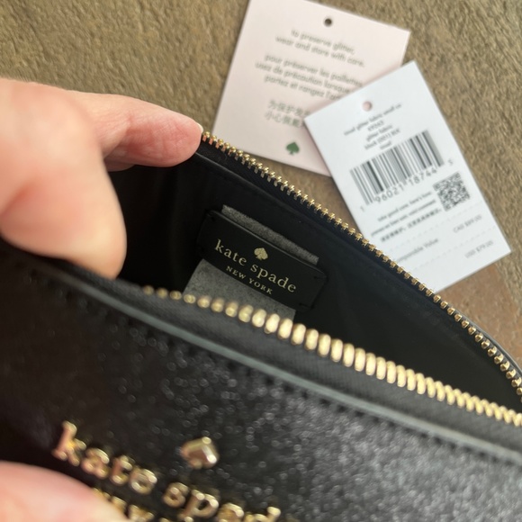 NWT kate spade Black Glitter Shimmy Small Cosmetics Bag NWT - Picture 8 of 11